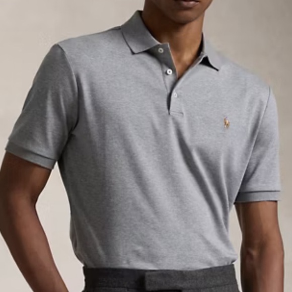 Polo by Ralph Lauren Gray Pima Soft Touch Classic Polo Shirt Size Large - Picture 1 of 8